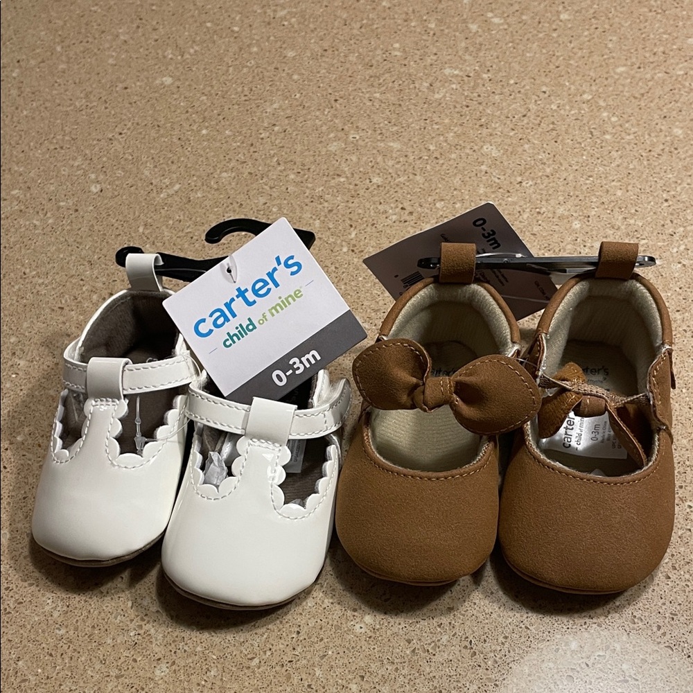 Child of Mine White and Brown Baby Shoe Set